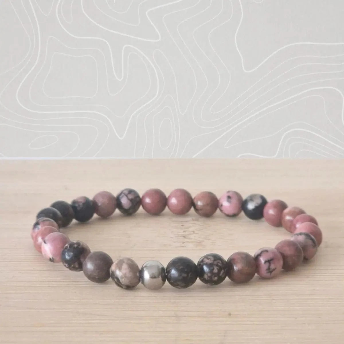 bracelet rhodonite rose noire 6mm