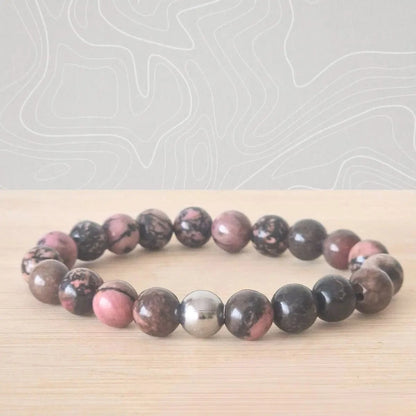 bracelet rhodonite rose noire 8mm