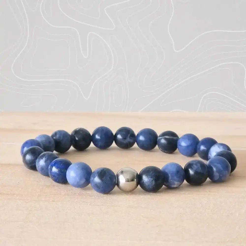 superbe bracelet en argent et sodalite
