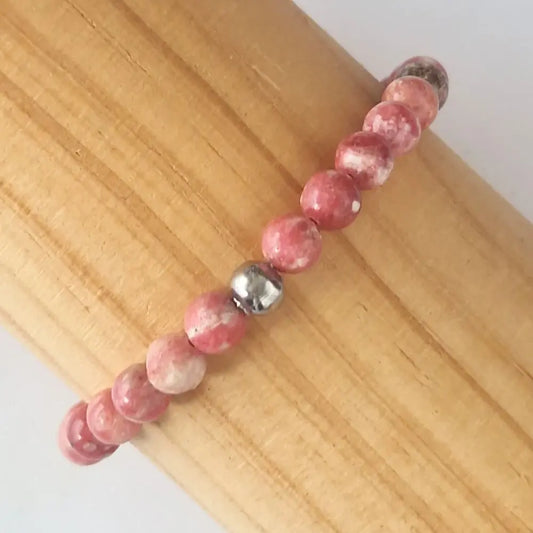 bracelet thulite 6 mm pierre naturelle zoom