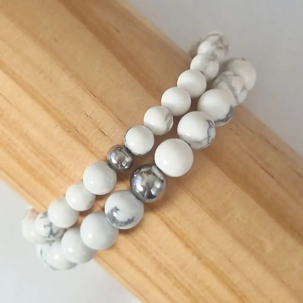 Bracelet howlite pierre naturelle en perles 6 ou 8 mm