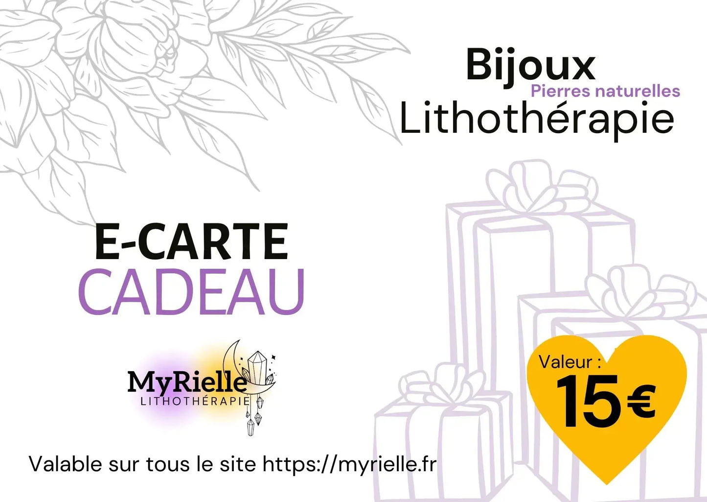 carte cadeau Myrielle lithothérapie 15 euros - Faites plaisir à vos proches