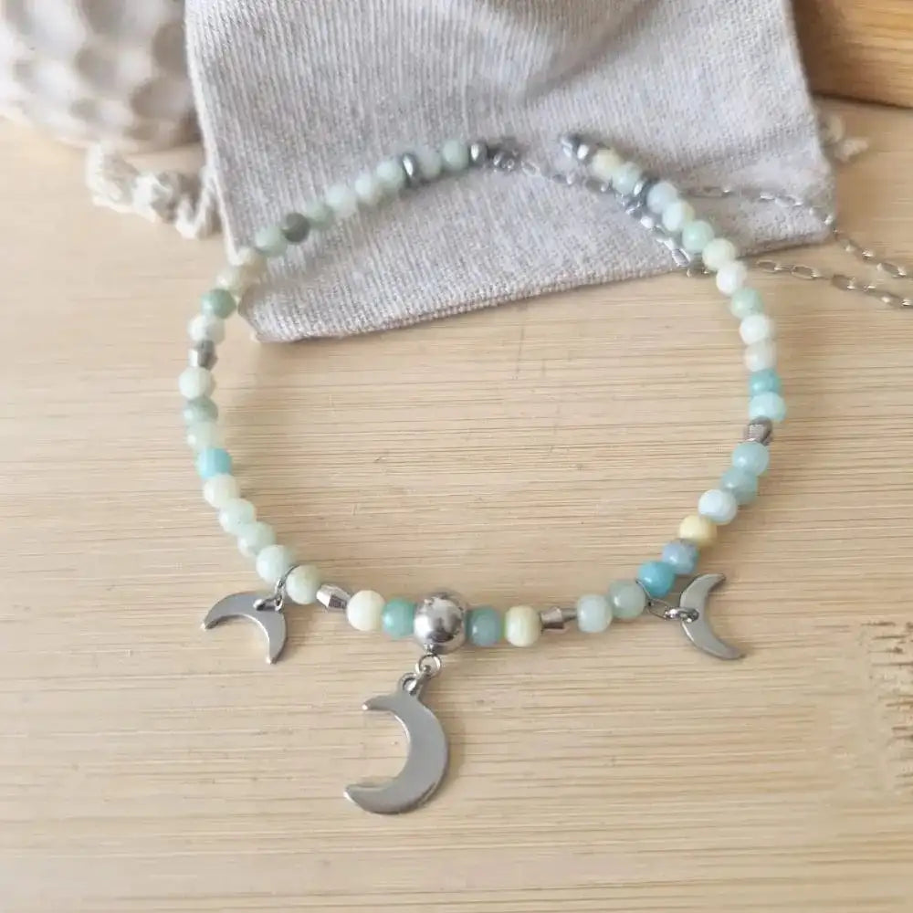 collier amazonite & breloque lune 