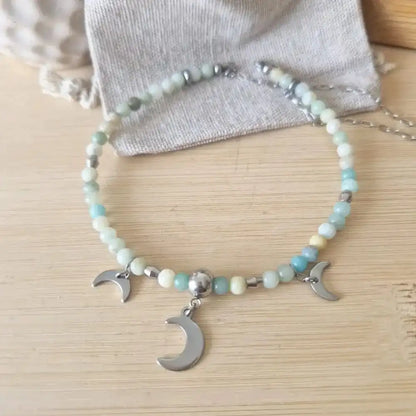 collier amazonite & breloque lune 