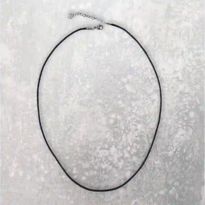 Cordon coton ciré noire taille 45 cm - fermoir acier inoxydable  + chainette