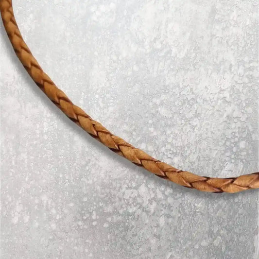 Cordon cuir rond tressé 3 mm - tannage végétal   