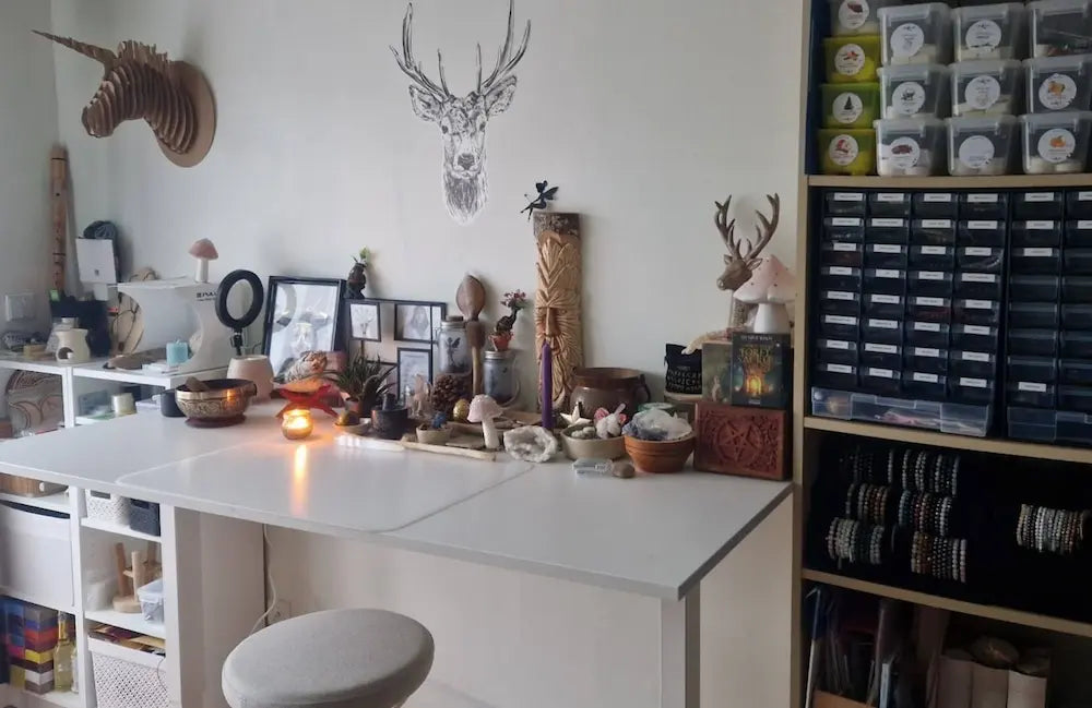 photo de mon atelier de montage des bijoux en perles