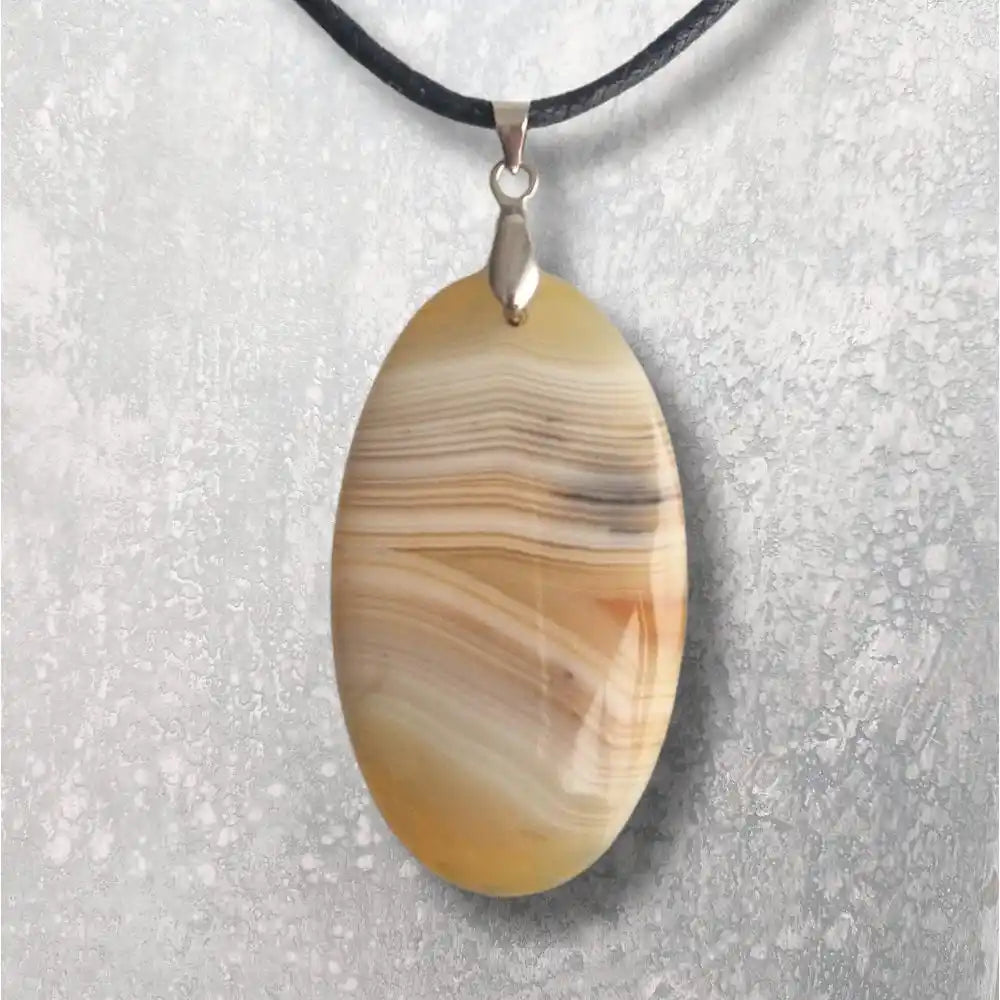 Pendentif agate botswana  jaune /beige zoom