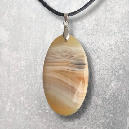 Pendentif agate botswana  jaune /beige zoom
