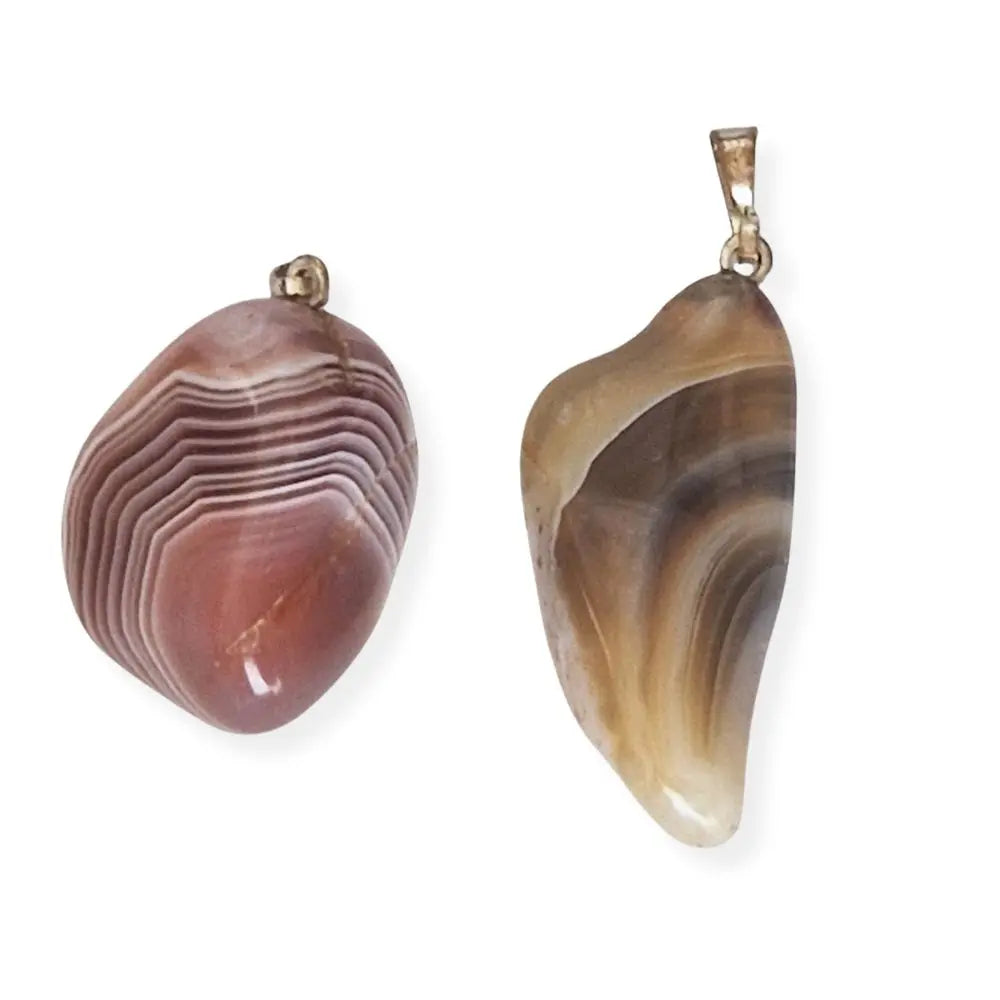 Pendentif Agate Botswana Pierre Roulée  - Sérénité & Créativité
