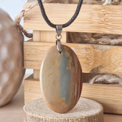 Pendentif cabochon Jaspe Polychrome forme ovale   