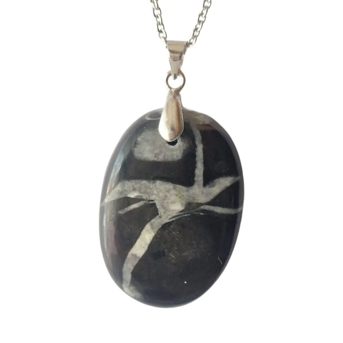 Pendentif Cabochon Septaria Noire 2