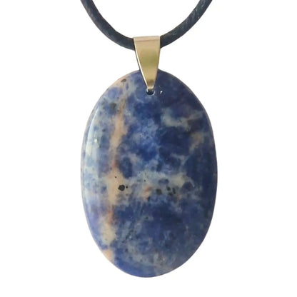 Pendentif cabochon sodalite forme ovale, version Homme