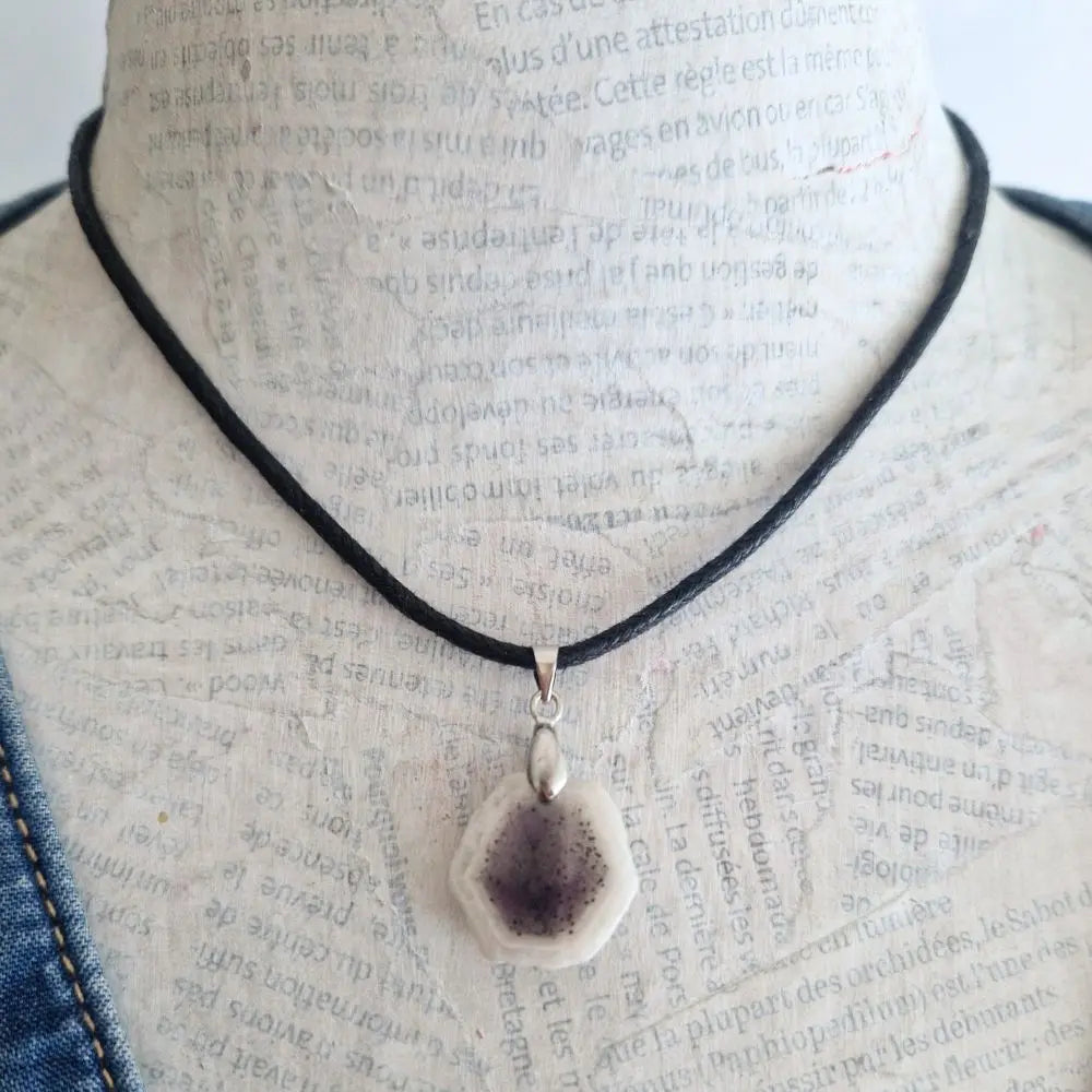 pendentif cacoxenite en tranche blanc et violet