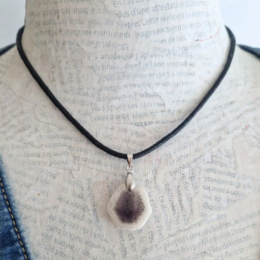 pendentif cacoxenite en tranche blanc et violet