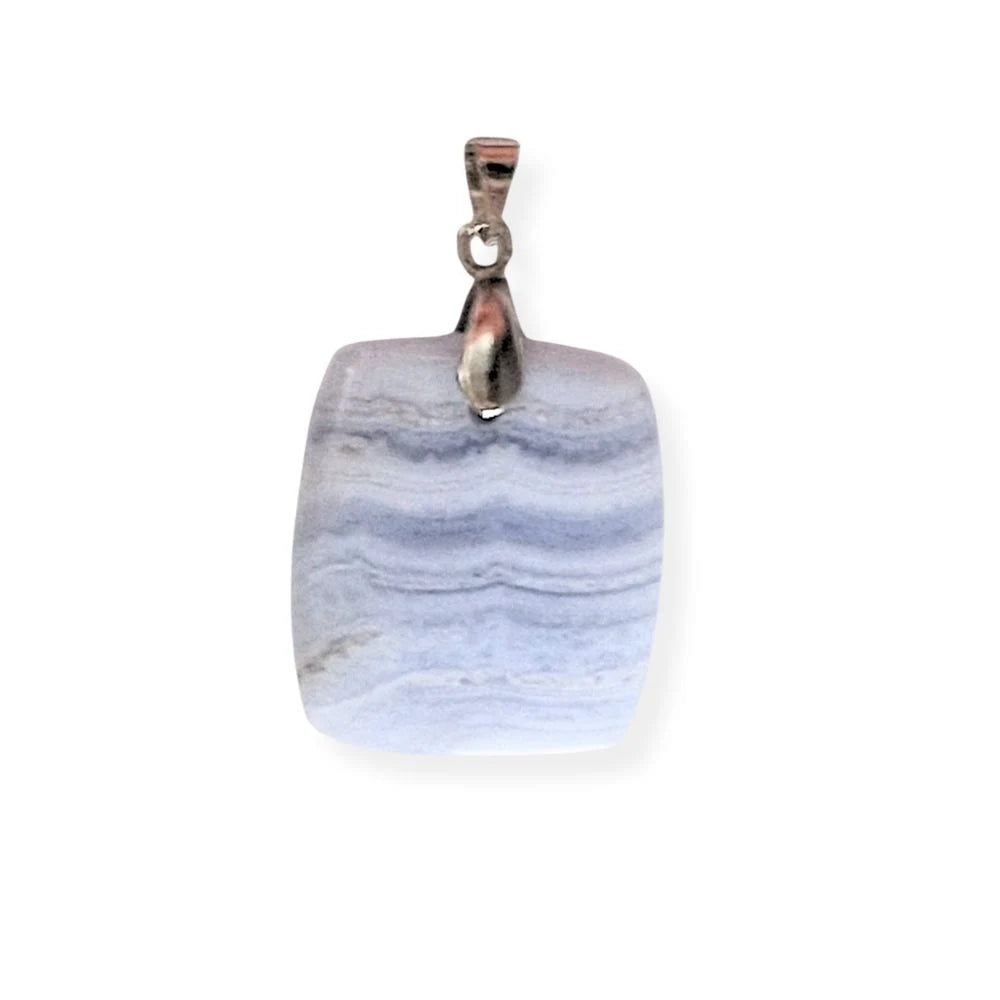 Pendentif Colibri En Argent Et Calcédoine Bleue Forgé à La Main