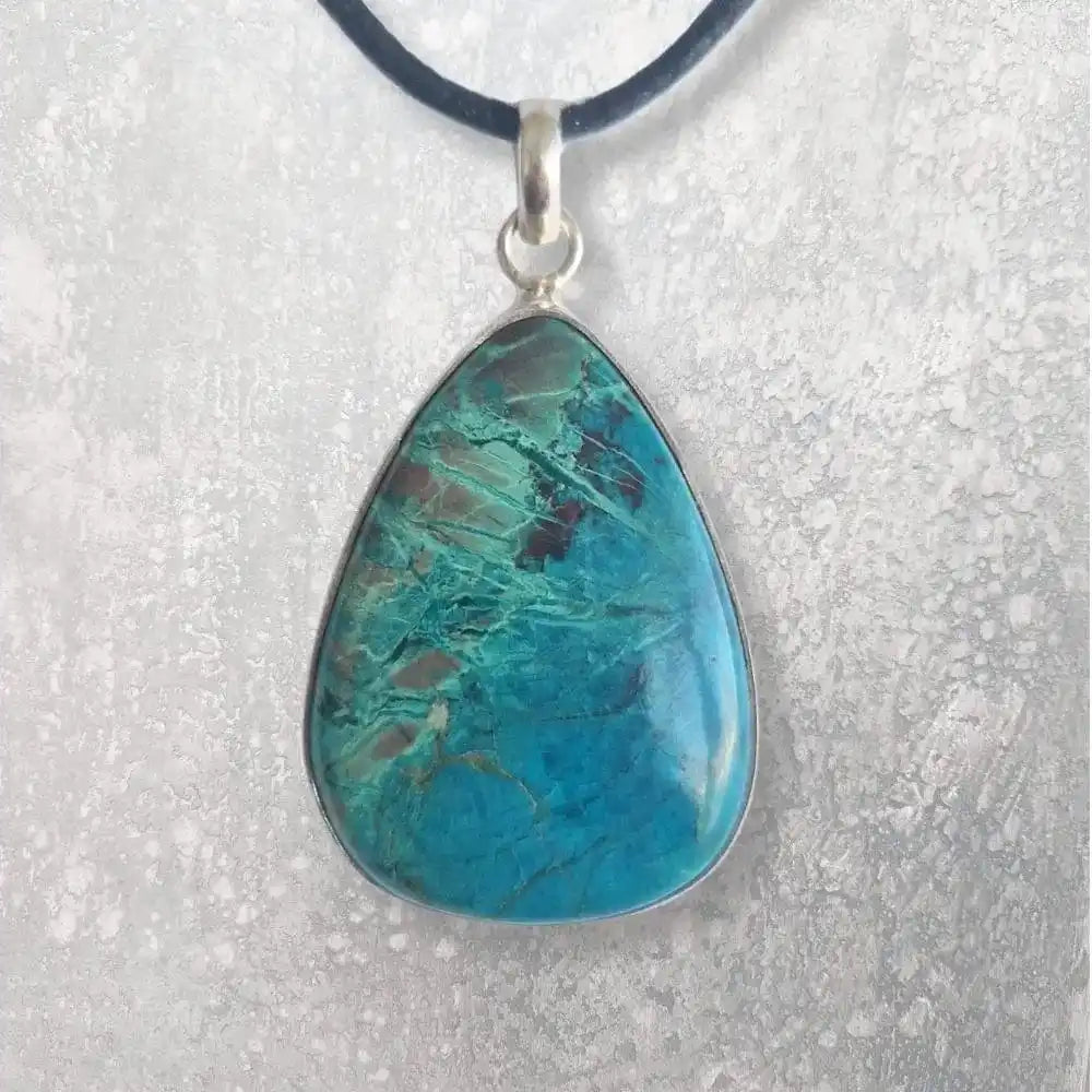 Pendentif chrysocolle cerclage argent 925 zoom