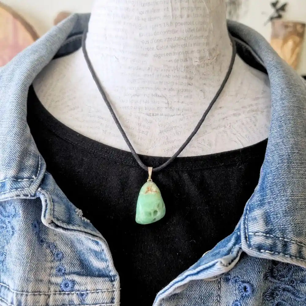 Pendentif Chrysoprase - pierre roulée