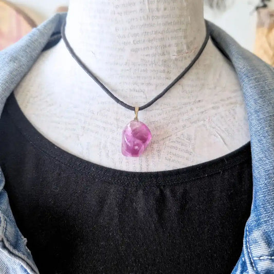 pendentif fluorite violette pierre roulée