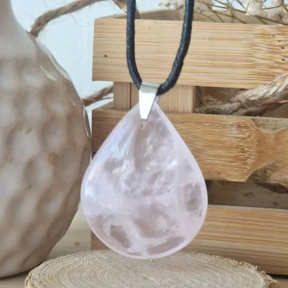 Pendentif Quartz Rose - Forme goutte   