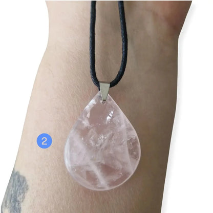 Pendentif Quartz Rose - Forme goutte   