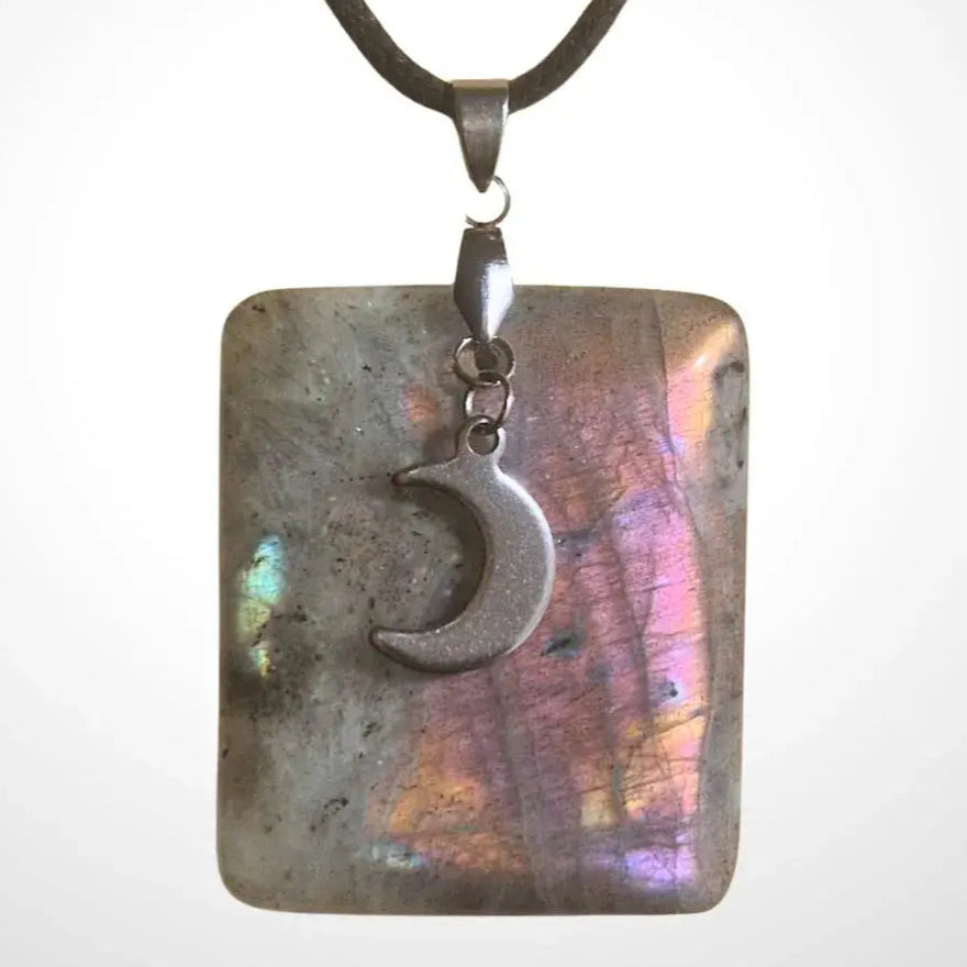 Pendentif Labradorite violette - Charms  Lune 