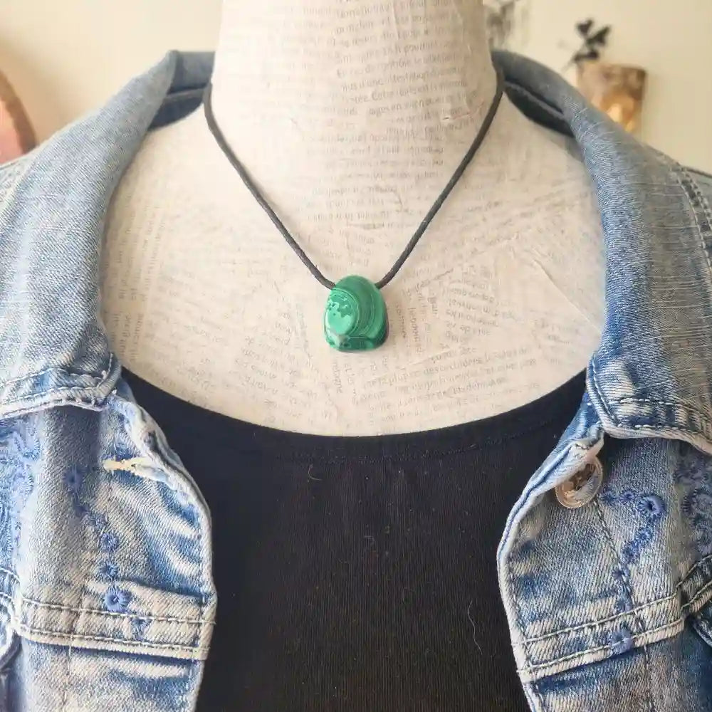 Pendentif Malachite - pierre percée   