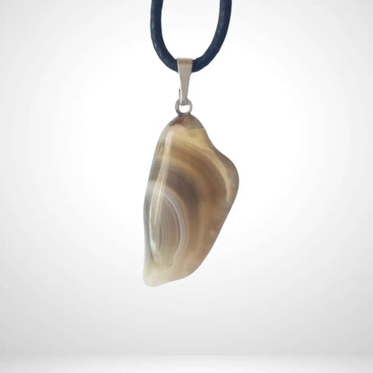 Pendentif Agate Botswana - pierre roulée MyRielle - Lithothérapie