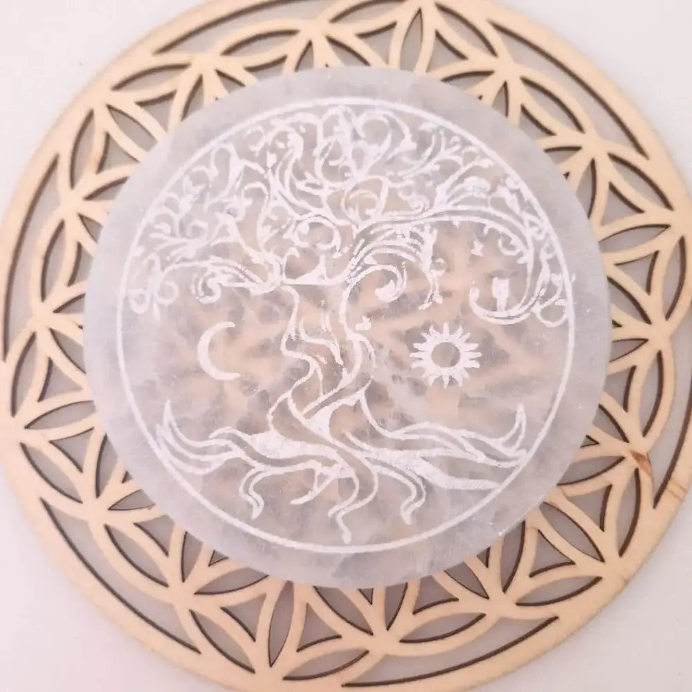 plaque sélénite arbre de vie pierre naturelle maroc