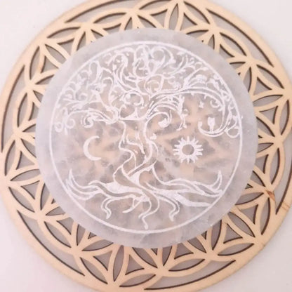 plaque sélénite arbre de vie pierre naturelle maroc