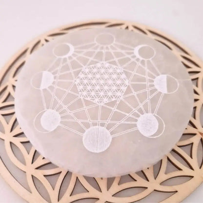 Plaque Sélénite Cadran Lunaire 10cm Maroc MyRielle - Création