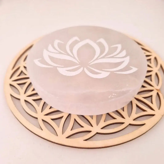 plaque selenite fleur lotus origine maroc