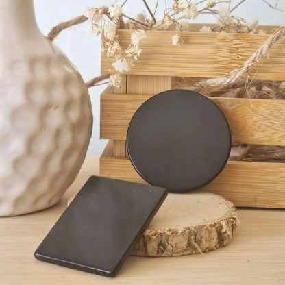 Plaque de shungite ronde / rectangulaire pour téléphone portable. Stop aux ondes