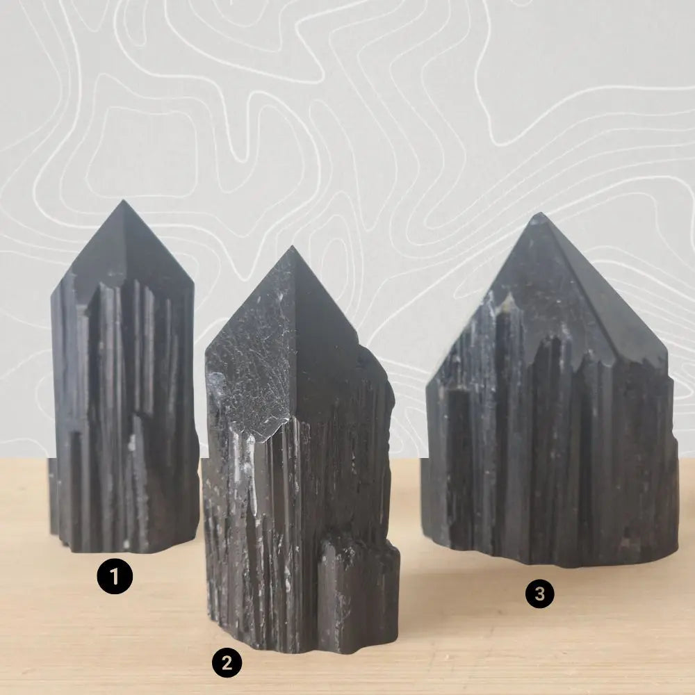 pointe tourmaline noire semi brute pointe polie avec choix